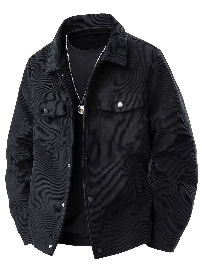 Waldemar | Męska kurtka sztruksowa z klasycznym kołnierzem, swobodna koszula wierzchnia (overshirt) | Rokishi