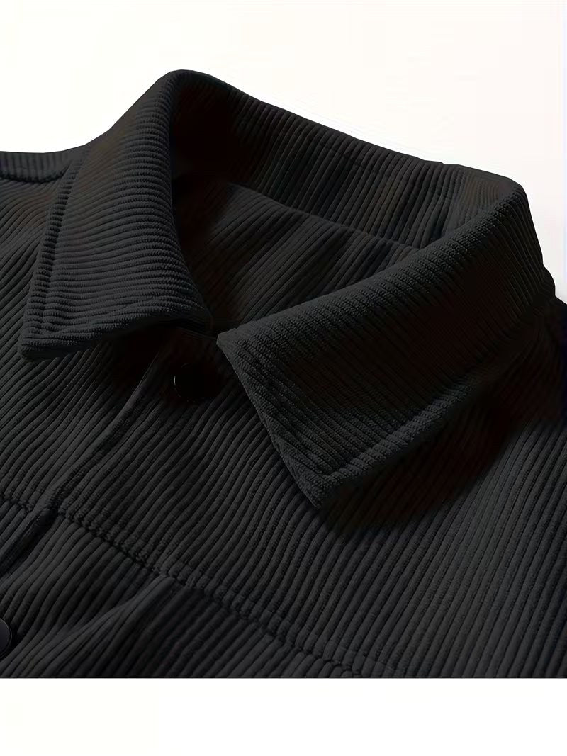 Waldemar | Męska kurtka sztruksowa z klasycznym kołnierzem, swobodna koszula wierzchnia (overshirt) | Rokishi