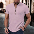 Natan | Męska koszulka Henley z lnu, casualowy model z krótkim rękawem | Rokishi
