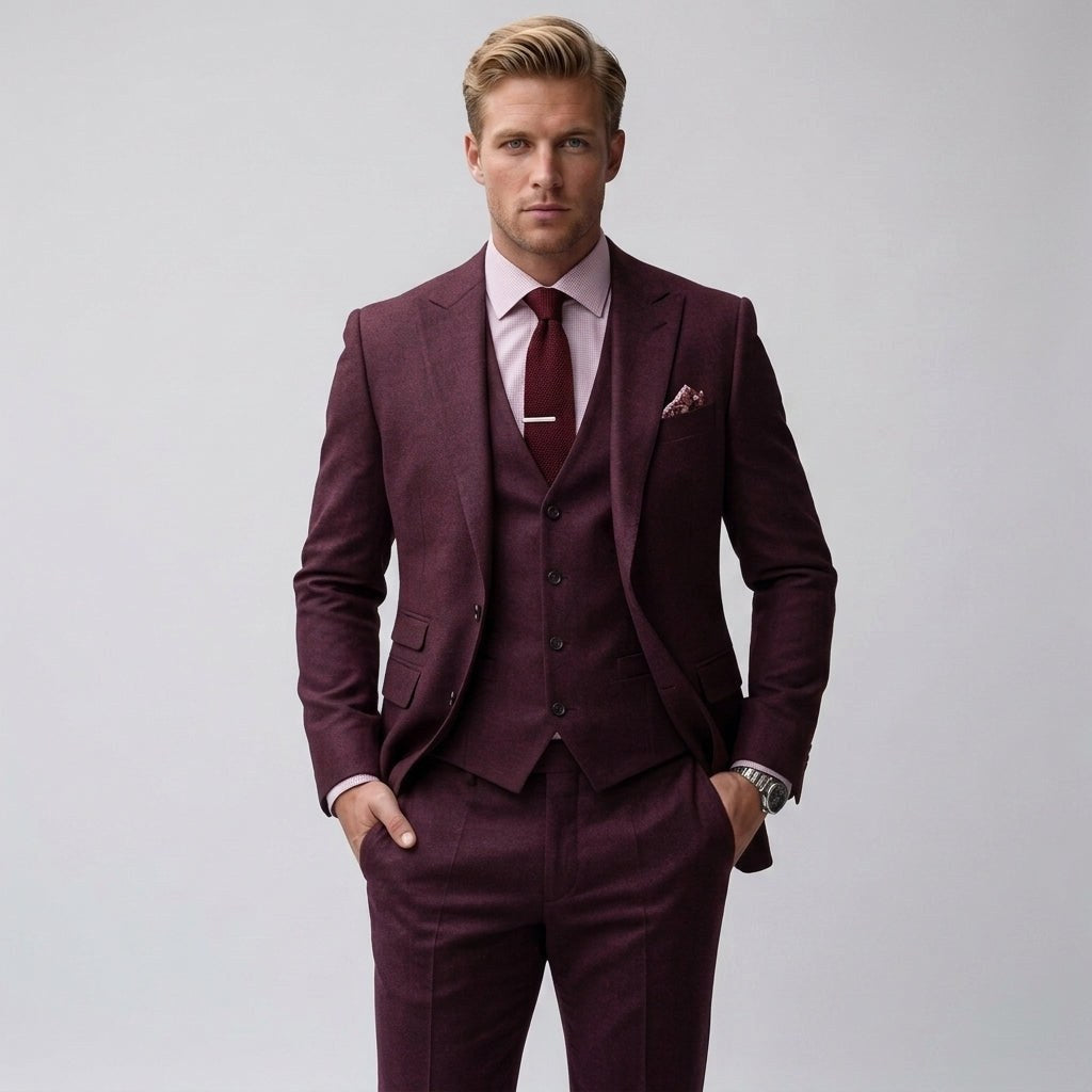 Jan | Męski garnitur trzyczęściowy o kroju slim fit: marynarka, kamizelka i spodnie | Rokishi