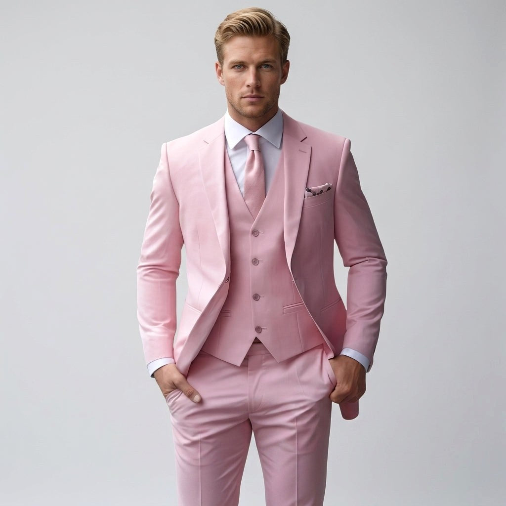 Jan | Męski garnitur trzyczęściowy o kroju slim fit: marynarka, kamizelka i spodnie | Rokishi