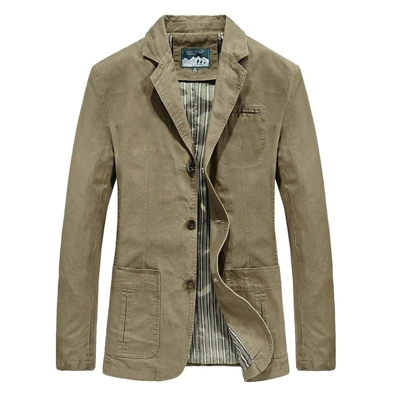 Zenon | Męski swobodny, lekki blazer, elegancki blazer o dopasowanym kroju | Rokishi | Khaki