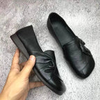 Marcelina | Damskie wspierające buty skórzane, skórzane buty wsuwane | Rokishi | Czarny