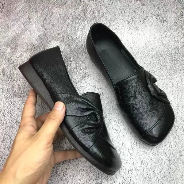 Marcelina | Damskie wspierające buty skórzane, skórzane buty wsuwane | Rokishi | Czarny