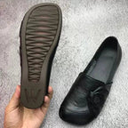 Marcelina | Damskie wspierające buty skórzane, skórzane buty wsuwane | Rokishi | Czarny