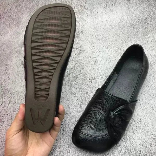 Marcelina | Damskie wspierające buty skórzane, skórzane buty wsuwane | Rokishi | Czarny