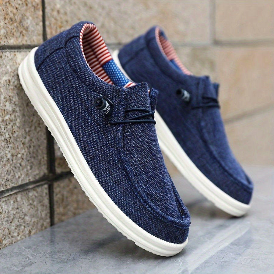Roch | Męskie loafersy z płótna z elastycznym sznurowaniem, lekkie buty typu slip-on | Rokishi | Granatowy