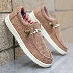 Roch | Męskie loafersy z płótna z elastycznym sznurowaniem, lekkie buty typu slip-on | Rokishi | Granatowy