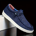 Roch | Męskie loafersy z płótna z elastycznym sznurowaniem, lekkie buty typu slip-on | Rokishi | Granatowy