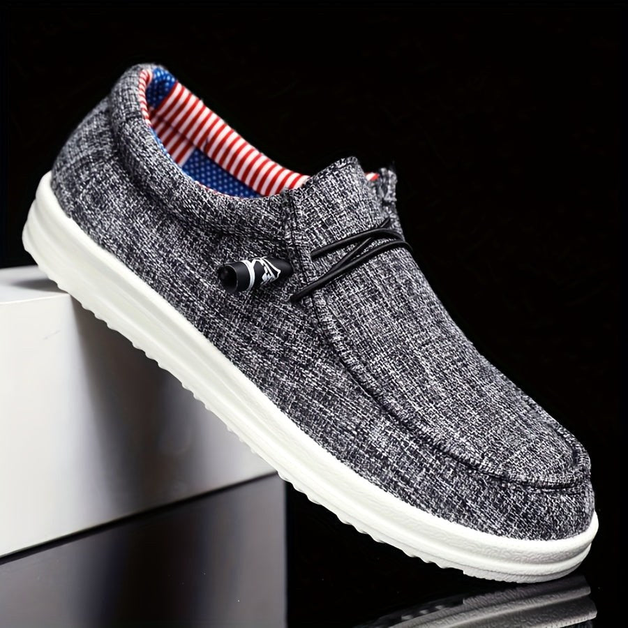 Roch | Męskie loafersy z płótna z elastycznym sznurowaniem, lekkie buty typu slip-on | Rokishi | Granatowy