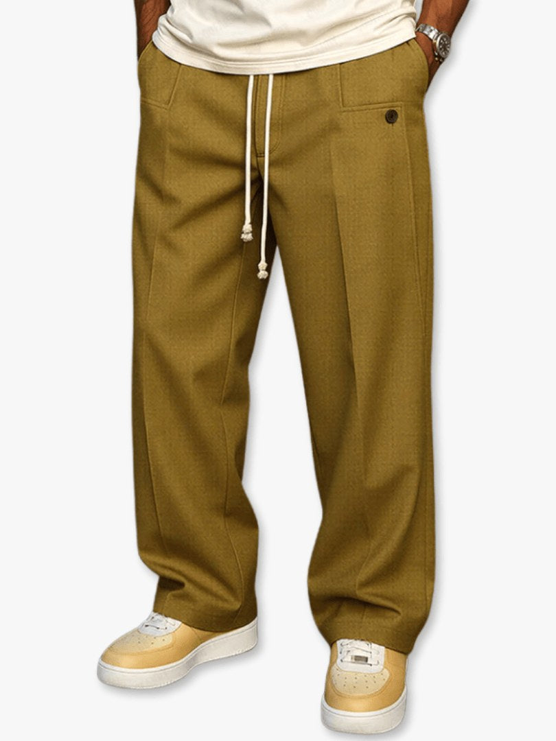 Adam | Męskie spodnie o prostym kroju, nowoczesne spodnie jogger | Rokishi | Khaki