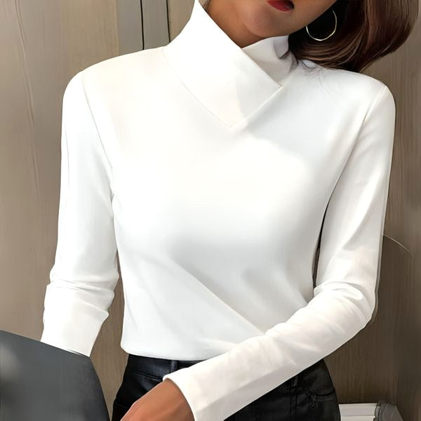 Marcelina | Damski miękki golf, obcisła dzianina na co dzień | Rokishi | Biały