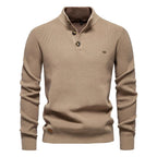 Kacper | Męski sweter bawełniany o klasycznym kroju, elegancki męski sweter | Rokishi | Khaki