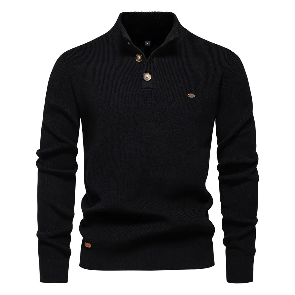 Kacper | Męski sweter bawełniany o klasycznym kroju, elegancki męski sweter | Rokishi | Khaki
