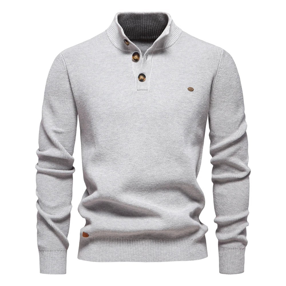 Kacper | Męski sweter bawełniany o klasycznym kroju, elegancki męski sweter | Rokishi | Khaki