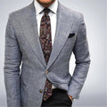 Leon | Męski dopasowany blazer o strukturalnym wykończeniu, elegancka marynarka | Rokishi | Jasnoszary