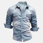 Emil | Męska koszula w stylu vintage (efekt sprania), krój slim-fit | Rokishi