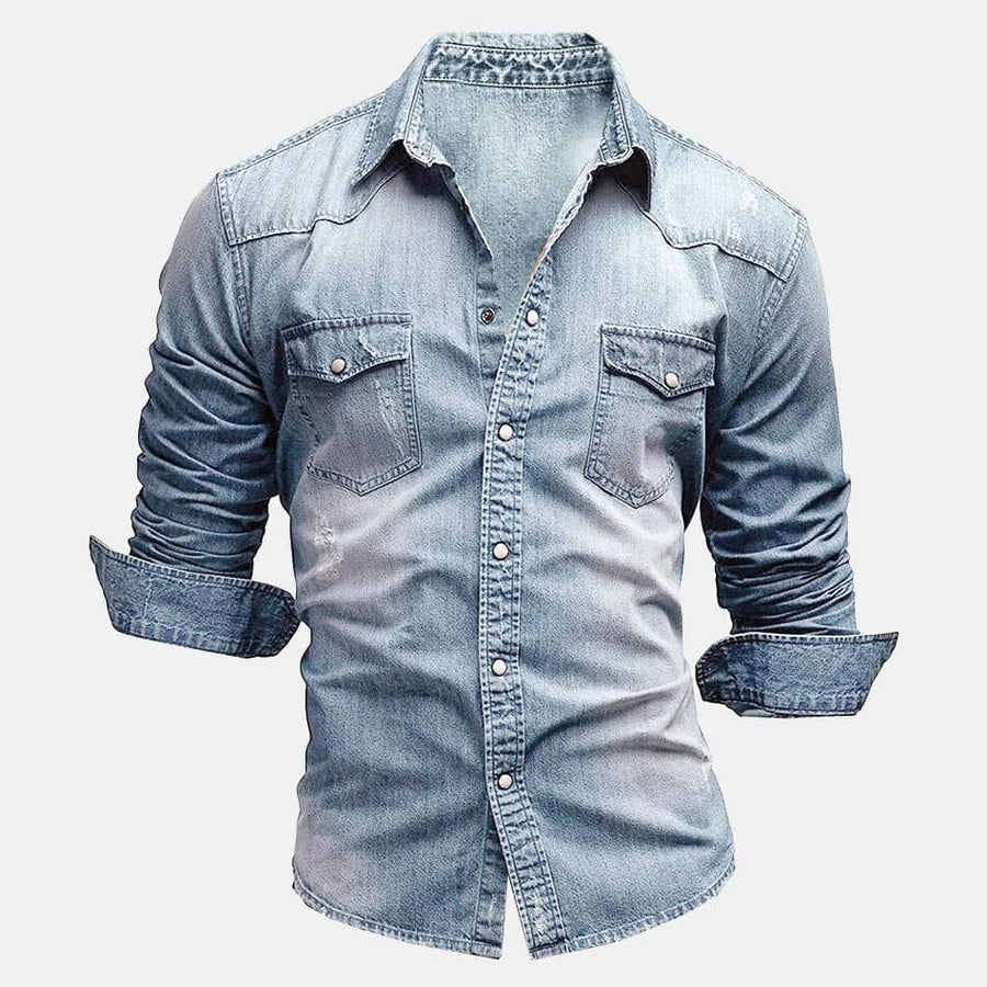 Emil | Męska koszula w stylu vintage (efekt sprania), krój slim-fit | Rokishi