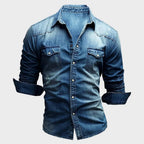 Emil | Męska koszula w stylu vintage (efekt sprania), krój slim-fit | Rokishi