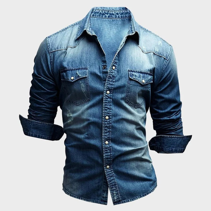 Emil | Męska koszula w stylu vintage (efekt sprania), krój slim-fit | Rokishi