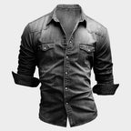 Emil | Męska koszula w stylu vintage (efekt sprania), krój slim-fit | Rokishi