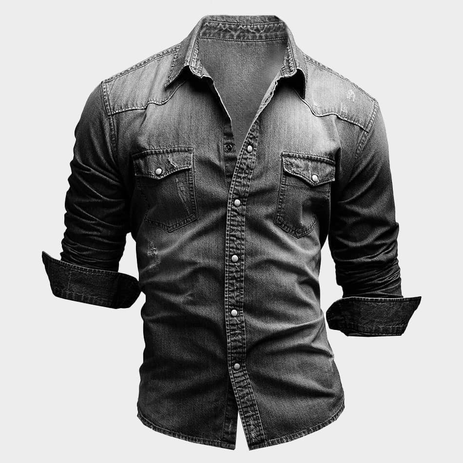 Emil | Męska koszula w stylu vintage (efekt sprania), krój slim-fit | Rokishi