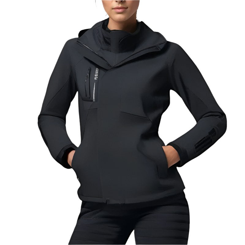 Danuta | Damska wodoodporna kurtka softshell, wiatroszczelny płaszcz sportowy | Rokishi | Czarny