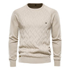 Wojciech | Klasyczny męski sweter bawełniany, elegancki sweter casualowy | Rokishi | Brązowy