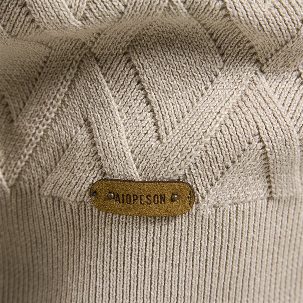 Wojciech | Klasyczny męski sweter bawełniany, elegancki sweter casualowy | Rokishi | Khaki