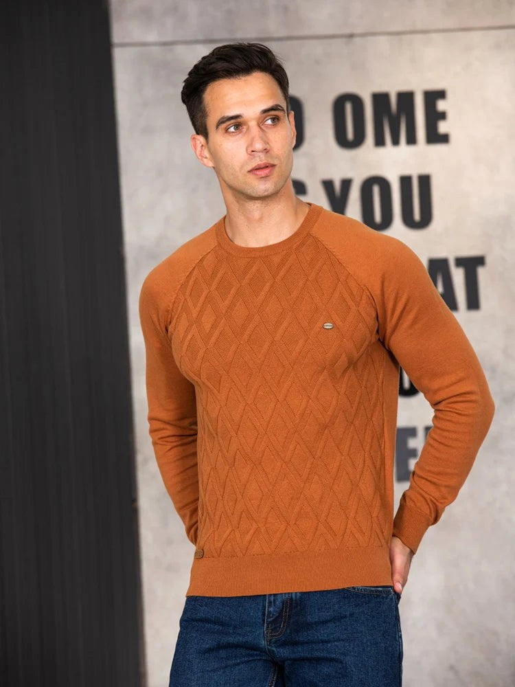 Wojciech | Klasyczny męski sweter bawełniany, elegancki sweter casualowy | Rokishi | Czarny