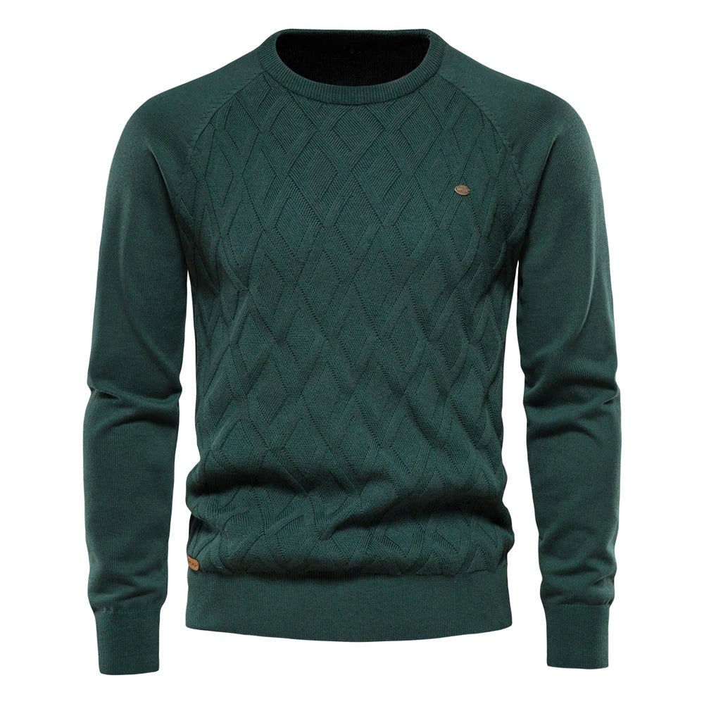 Wojciech | Klasyczny męski sweter bawełniany, elegancki sweter casualowy | Rokishi | Brązowy