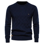 Wojciech | Klasyczny męski sweter bawełniany, elegancki sweter casualowy | Rokishi | Brązowy