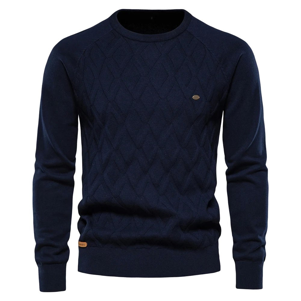 Wojciech | Klasyczny męski sweter bawełniany, elegancki sweter casualowy | Rokishi | Brązowy