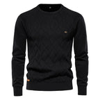 Wojciech | Klasyczny męski sweter bawełniany, elegancki sweter casualowy | Rokishi | Khaki