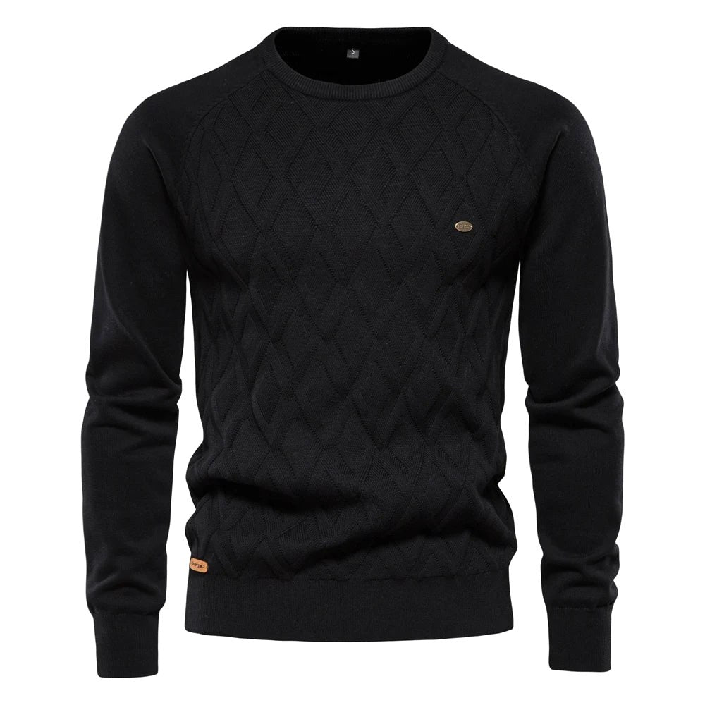 Wojciech | Klasyczny męski sweter bawełniany, elegancki sweter casualowy | Rokishi | Khaki