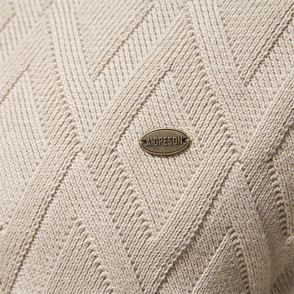 Wojciech | Klasyczny męski sweter bawełniany, elegancki sweter casualowy | Rokishi | Khaki