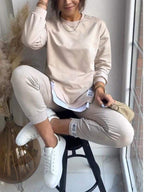 Jagoda | Damski oversize'owy dwuczęściowy komplet dresowy, zwężane spodnie jogger | Rokishi | Szary