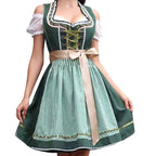 Nela | Damska sukienka w kratę w stylu bawarskim z gorsetowym wiązaniem i koronką, sukienka midi na Oktoberfest | Rokishi