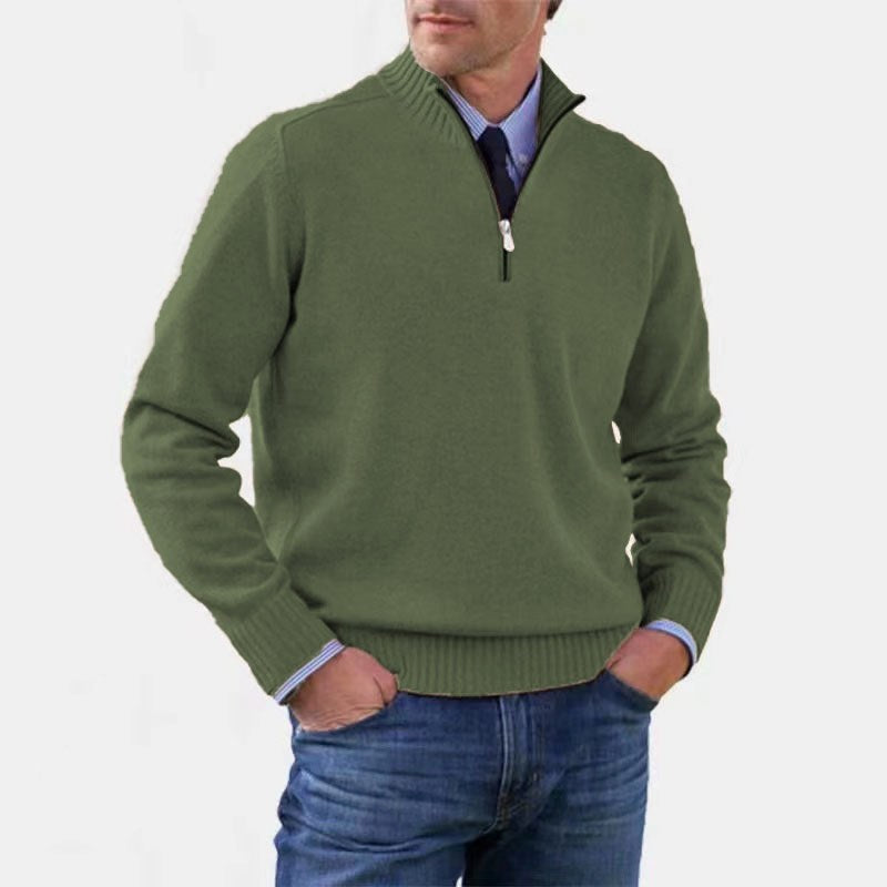 Bogdan | Męski sweter z zamkiem i lekkim ociepleniem, elegancki sweter z dzianiny | Rokishi | Szary