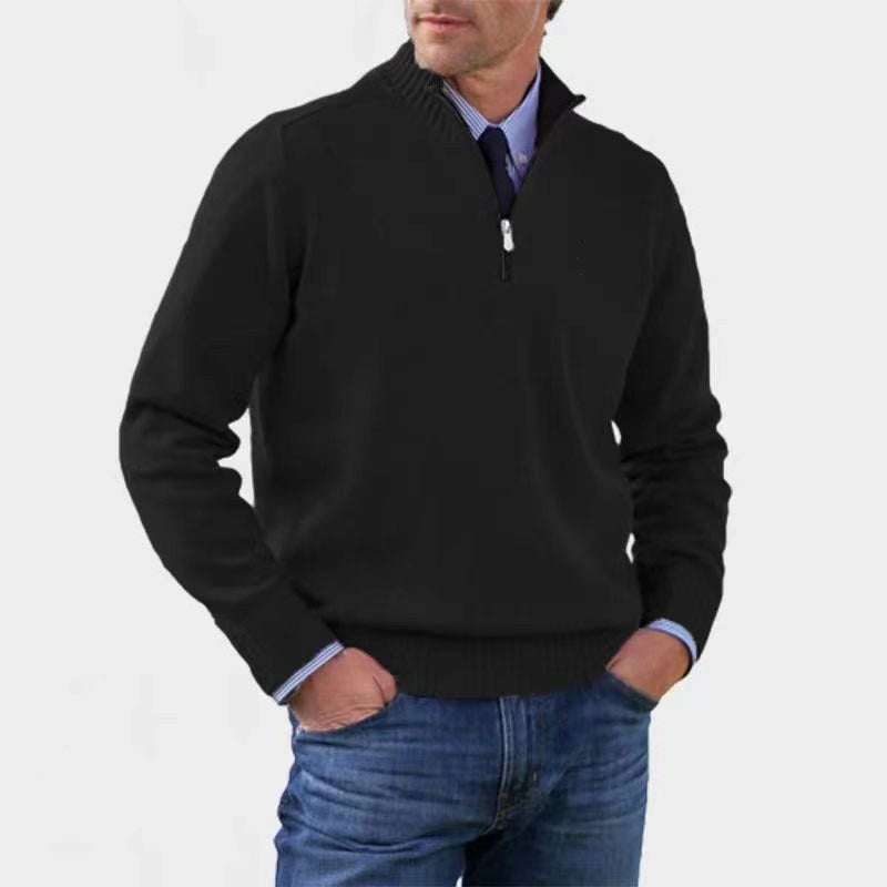 Bogdan | Męski sweter z zamkiem i lekkim ociepleniem, elegancki sweter z dzianiny | Rokishi | Czerwony