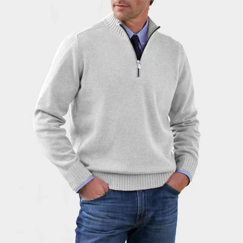 Bogdan | Męski sweter z zamkiem i lekkim ociepleniem, elegancki sweter z dzianiny | Rokishi | Czerwony