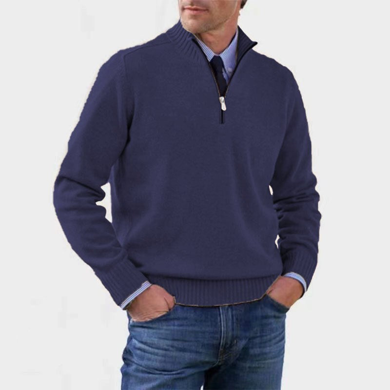 Bogdan | Męski sweter z zamkiem i lekkim ociepleniem, elegancki sweter z dzianiny | Rokishi | Czerwony