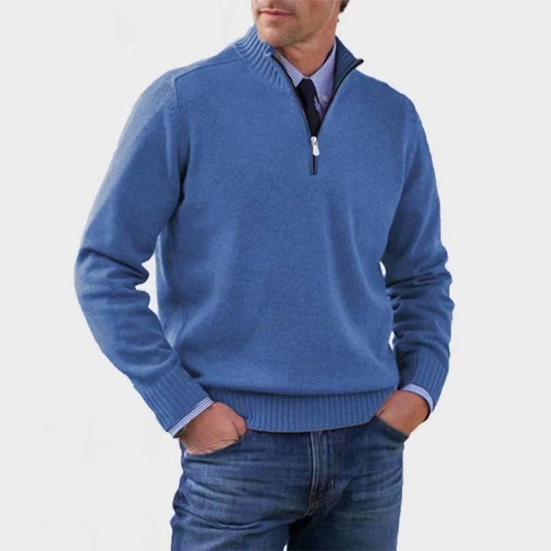 Bogdan | Męski sweter z zamkiem i lekkim ociepleniem, elegancki sweter z dzianiny | Rokishi | Czerwony
