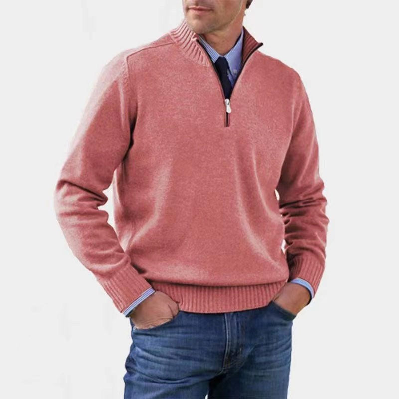 Bogdan | Męski sweter z zamkiem i lekkim ociepleniem, elegancki sweter z dzianiny | Rokishi | Szary