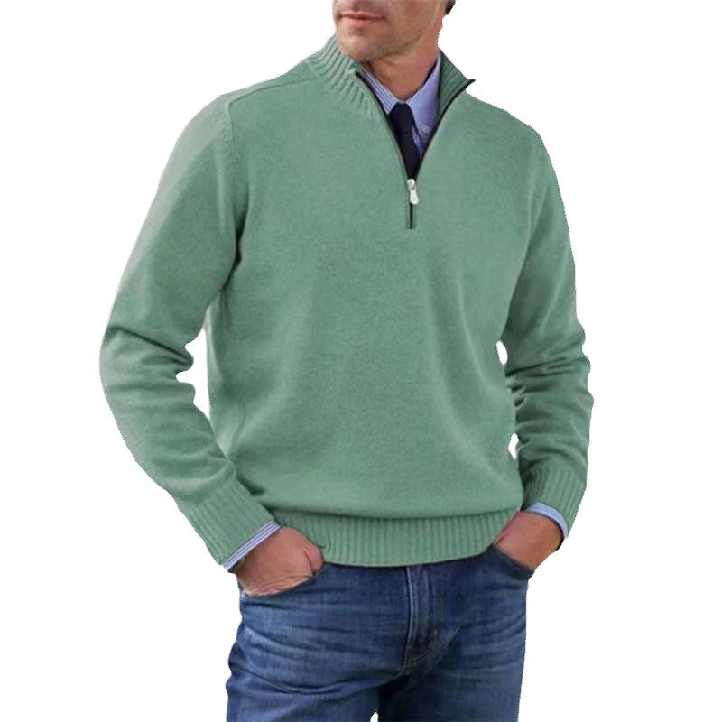 Bogdan | Męski sweter z zamkiem i lekkim ociepleniem, elegancki sweter z dzianiny | Rokishi | Szary