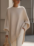Monika | Damski oversize'owy sweter, sweter z miękkim splywem | Rokishi | Beżowy