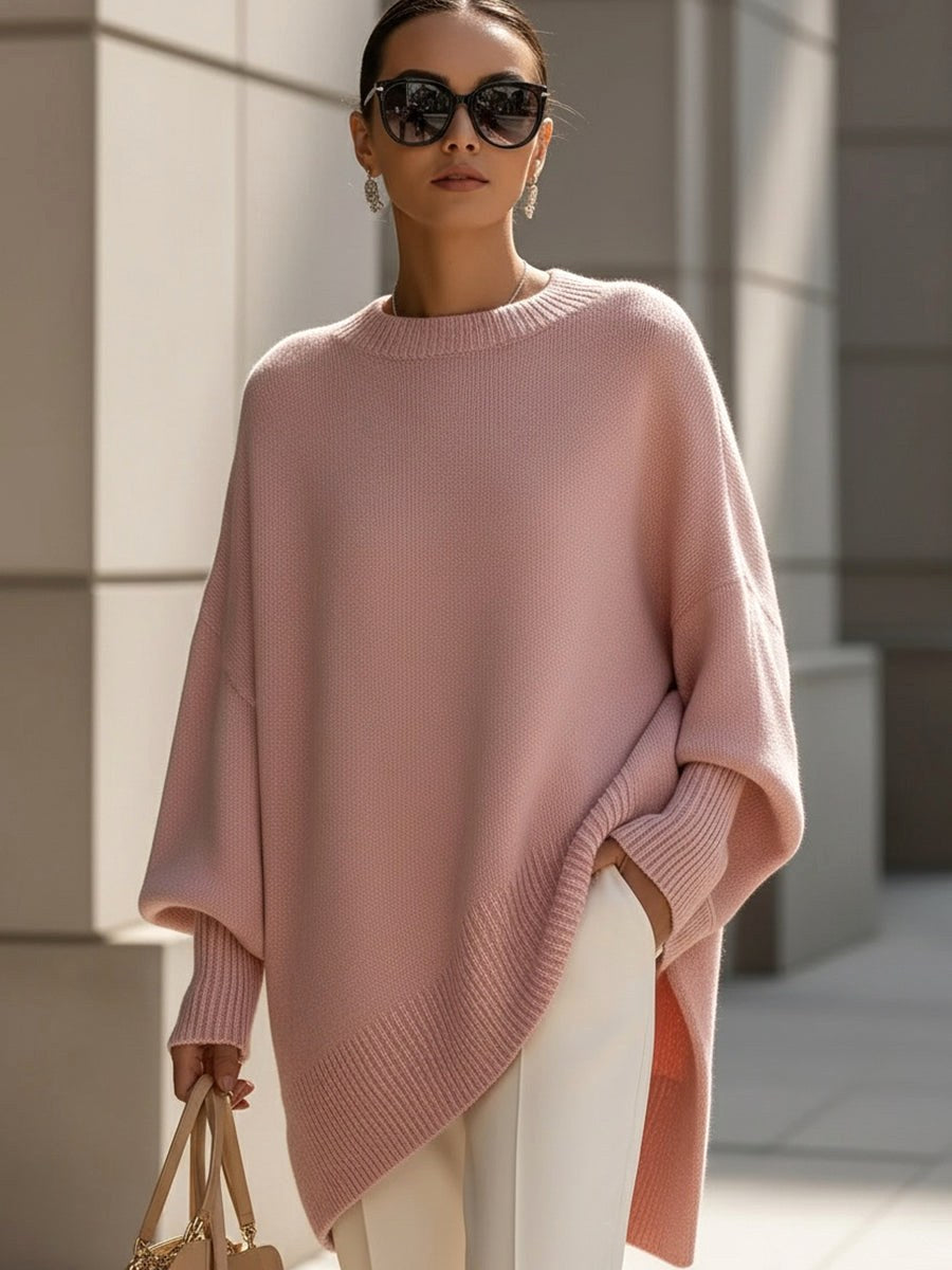 Monika | Damski oversize'owy sweter, sweter z miękkim splywem | Rokishi | Czarny