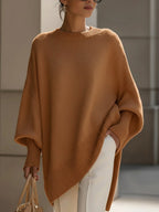 Monika | Damski oversize'owy sweter, sweter z miękkim splywem | Rokishi | Szary