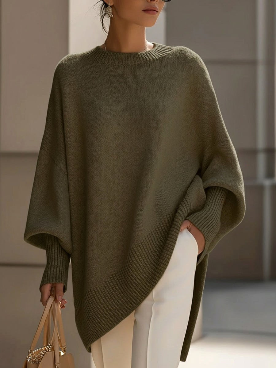 Monika | Damski oversize'owy sweter, sweter z miękkim splywem | Rokishi | Różowy