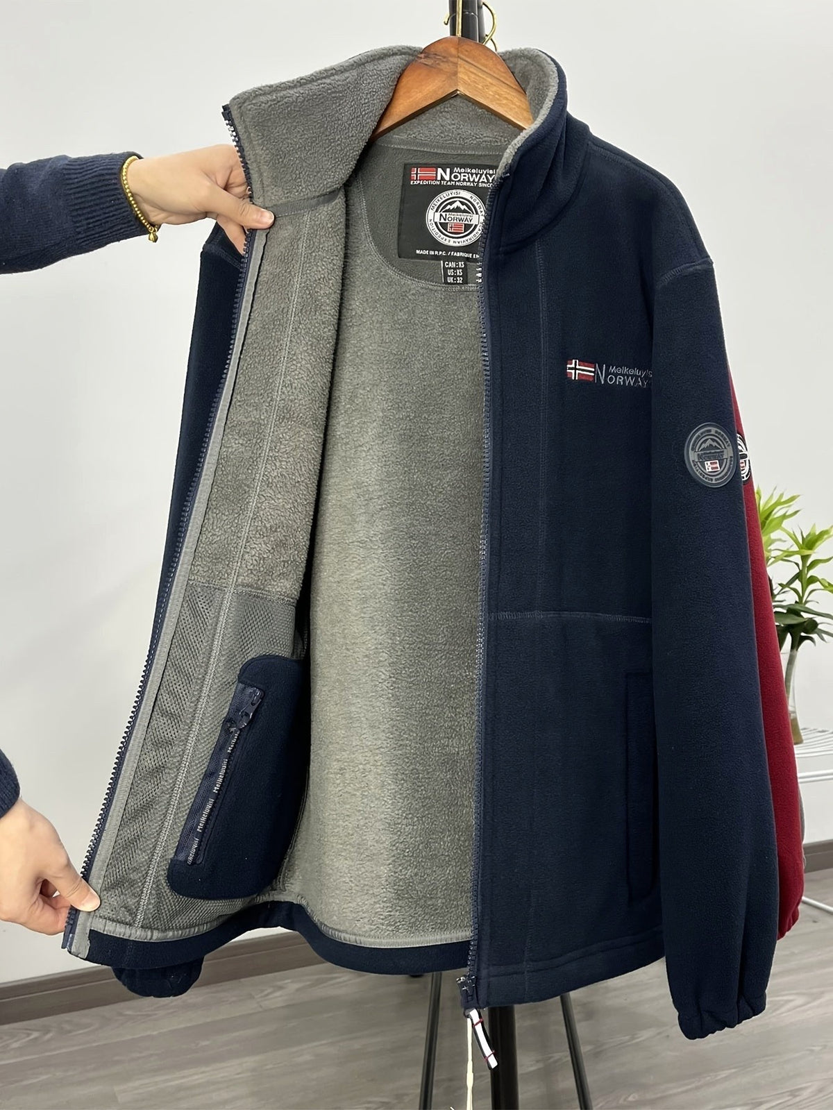 Marcin | Męska bluza polarowa z kołnierzem, bluza polarowa outdoorowa | Rokishi | Czerwony